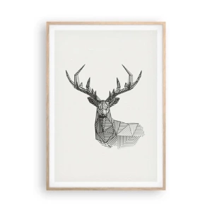 Poster in cornice rovere chiaro - Cervo in stile cubista - 70x100 cm