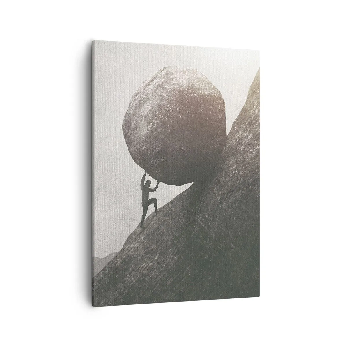 Quadro su tela - Stampe su Tela - Un uomo che scala un enorme masso su una collina - 50x70cm - Credo contro ogni speranza - Decorazione murale moderna per soggiorno e camera da letto ARTTOR