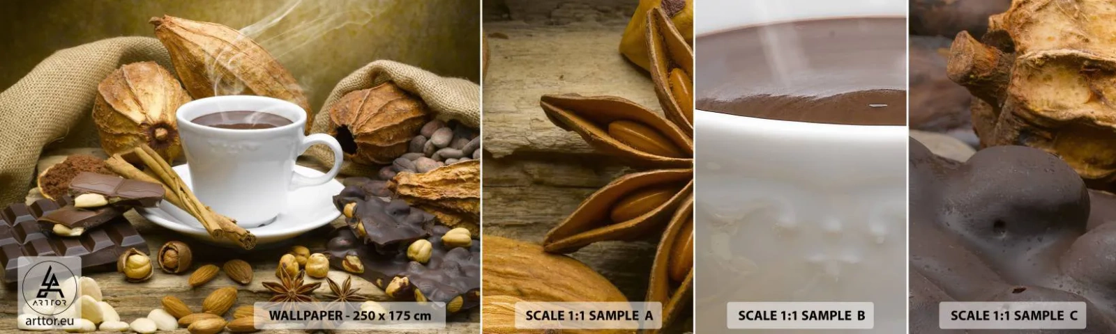 Campione Di Fotomurale Standard Eco - Per i cercatori di emozioni - Gastronomia, Cioccolato, Caffè - 100x30 cm