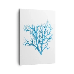 Quadro su tela - Stampe su Tela - Corallo blu su sfondo bianco con un tocco minimalista - 50x70cm - Filigrana marina - Decorazione murale moderna per soggiorno e camera da letto ARTTOR