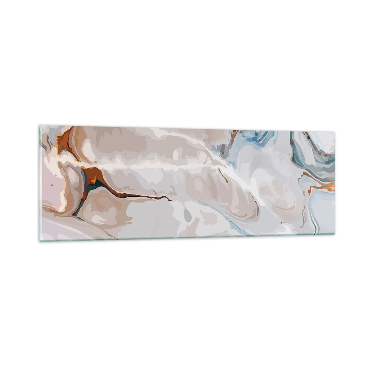 Quadro su vetro - Meandri blu sotto il bianco - 90x30 cm