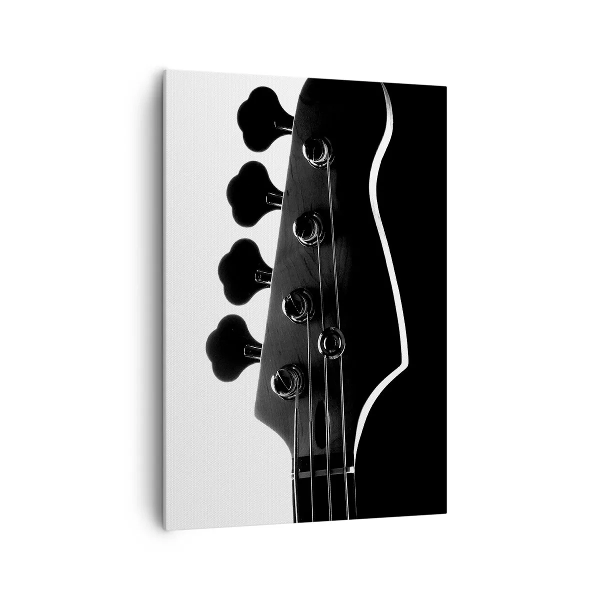 Quadro su tela - Stampe su Tela - Sagoma in bianco e nero della paletta di un basso - 70x100cm - Silenzio rock - Decorazione murale moderna per soggiorno e camera da letto ARTTOR