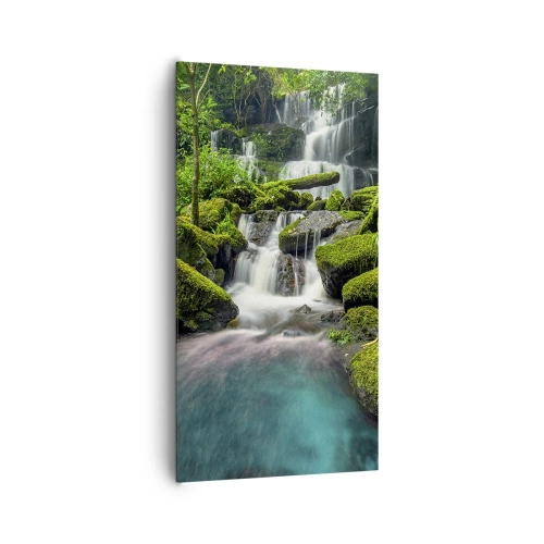 Quadro su tela - Stampe su Tela - Turchese, zaffiro e argento liquido - 65x120 cm