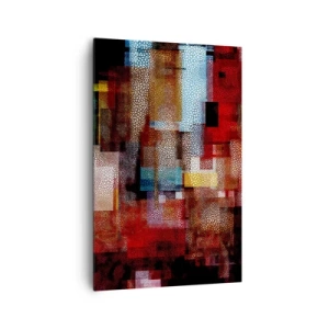 Quadro su tela - Stampe su Tela - Astrazione geometrica in intense tonalità di rosso - 80x120cm - Confusione aggrovigliata - Decorazione murale moderna per soggiorno e camera da letto ARTTOR