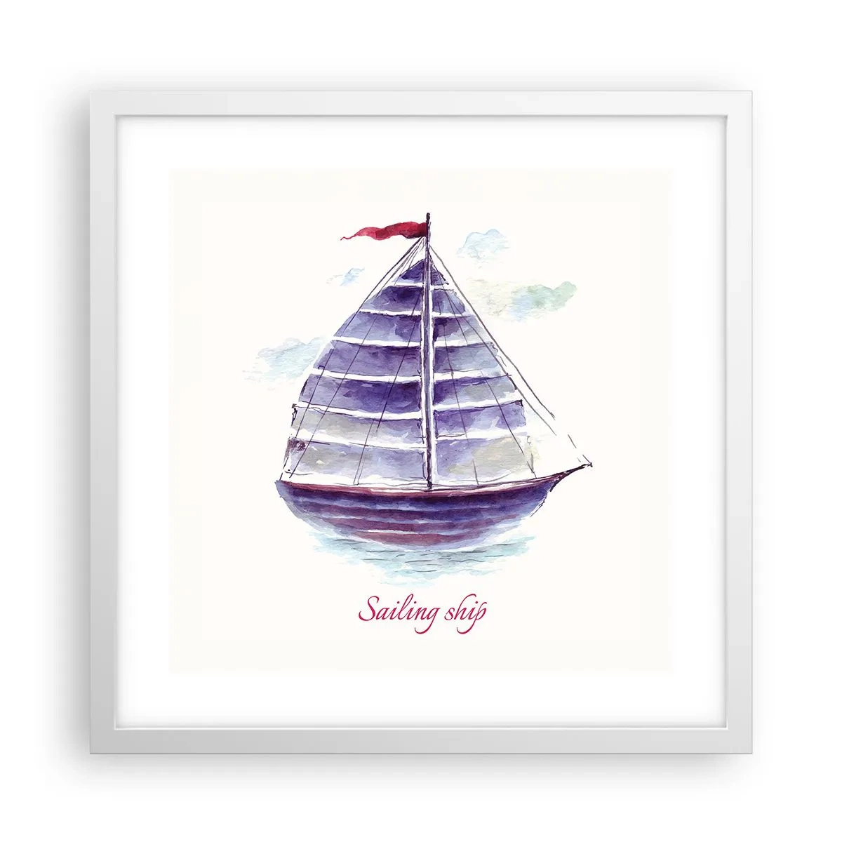 Poster in cornice bianca - Gonfie vele e mare calmo - 40x40 cm