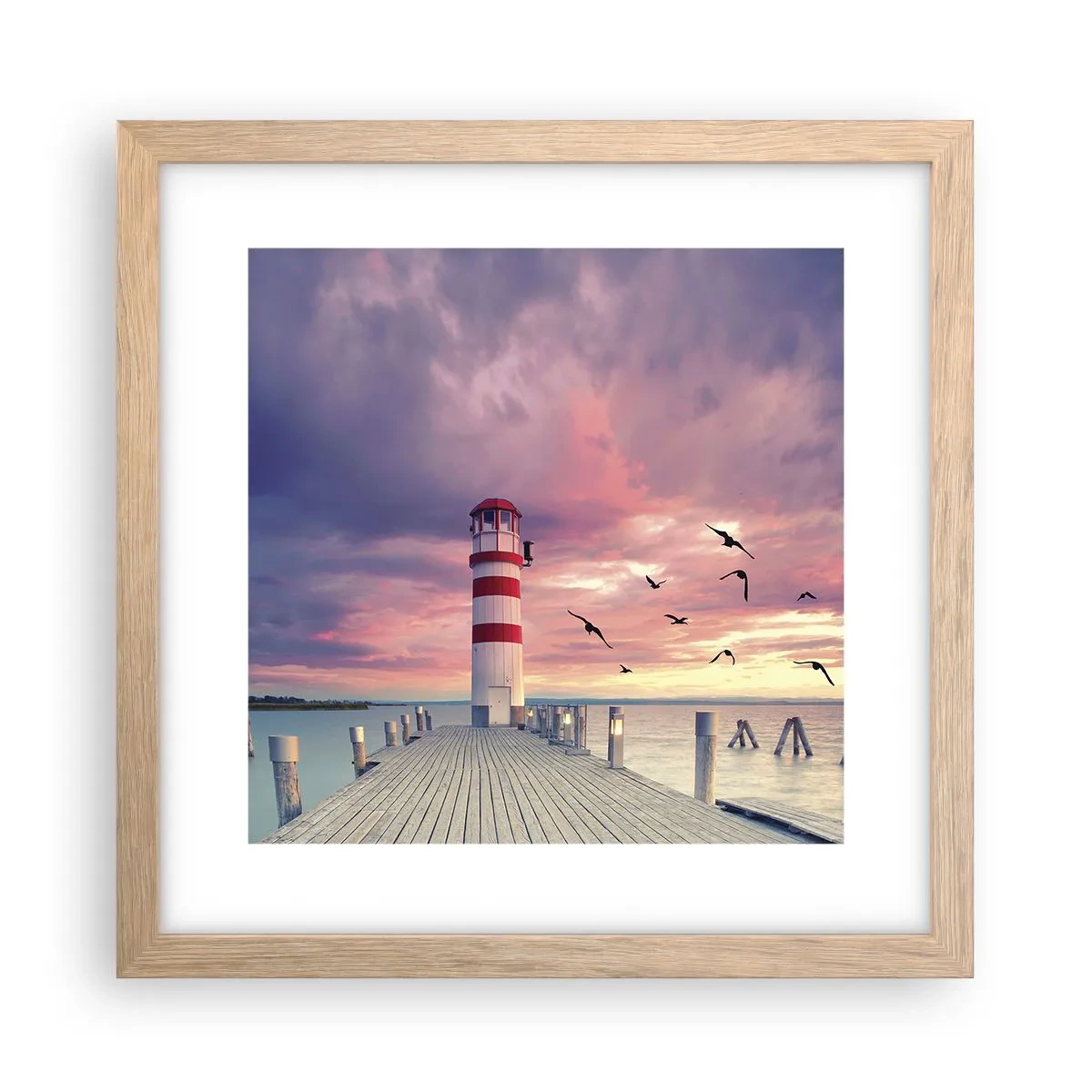 Poster in cornice rovere chiaro - Tempo di tornare in porto - 30x30 cm