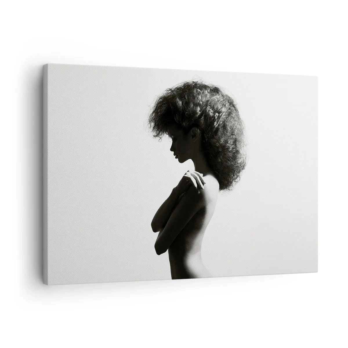 Quadro su tela - Stampe su Tela - Una sottile silhouette di una donna in tonalità di bianco e nero su uno sfondo chiaro - 70x50cm - Come un fiore su un gambo snello - Decorazione murale moderna per soggiorno e camera da letto ARTTOR