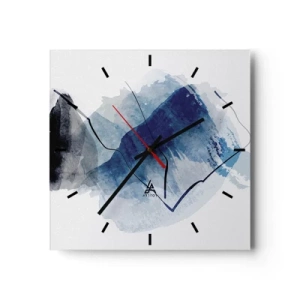 Orologio da parete - Orologio in Vetro - Forme astratte nei toni del blu con linee delicate - 30x30cm - Monte di ghiaccio - Decorazione murale moderna per soggiorno e camera da letto ARTTOR