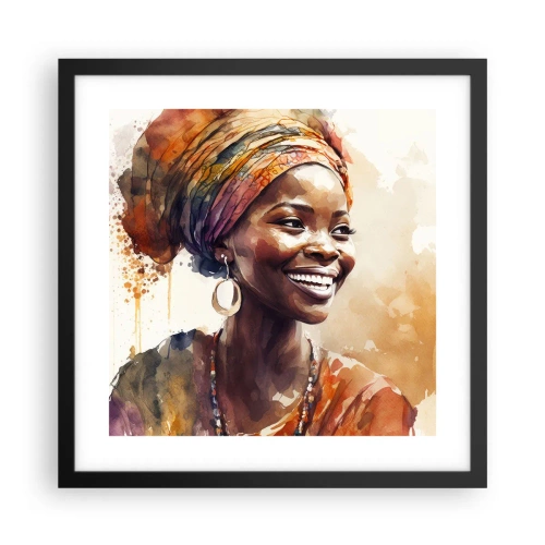Poster in cornice nera - Regina africana - 40x40 cm