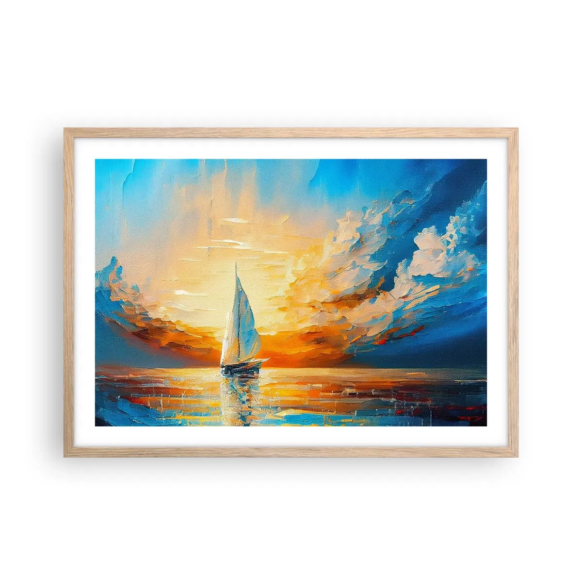 Poster in cornice rovere chiaro - Navigando nell'oro - 70x50 cm