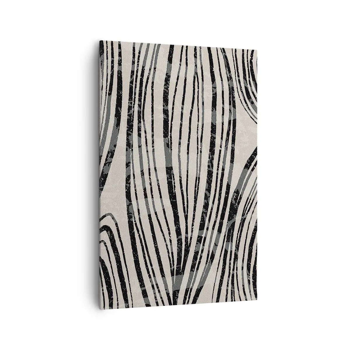Quadro su tela - Stampe su Tela - Onde astratte in tonalità di bianco e nero - 80x120cm - Una palude di linee - Decorazione murale moderna per soggiorno e camera da letto ARTTOR