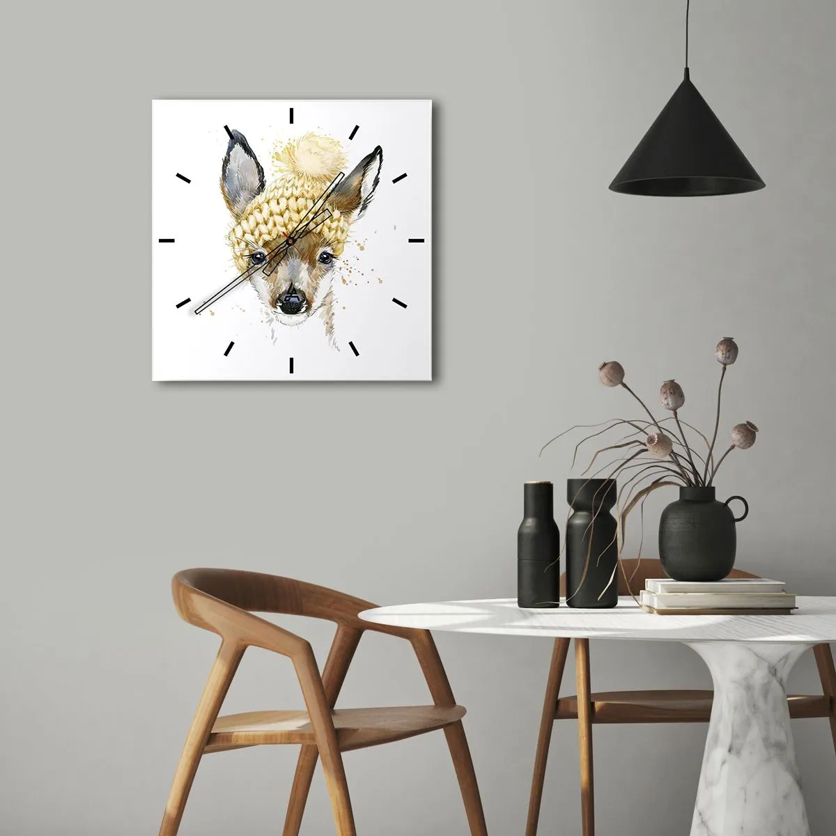 Orologio da parete - Orologio in Vetro - L'inverno nel bosco innevato - 30x30 cm