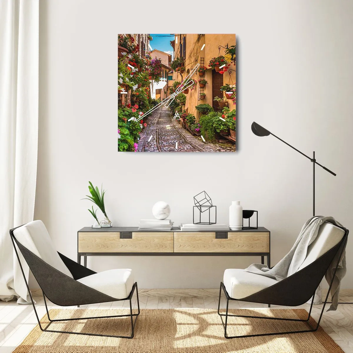 Orologio da parete - Orologio in Vetro - Angolo italiano - 40x40 cm