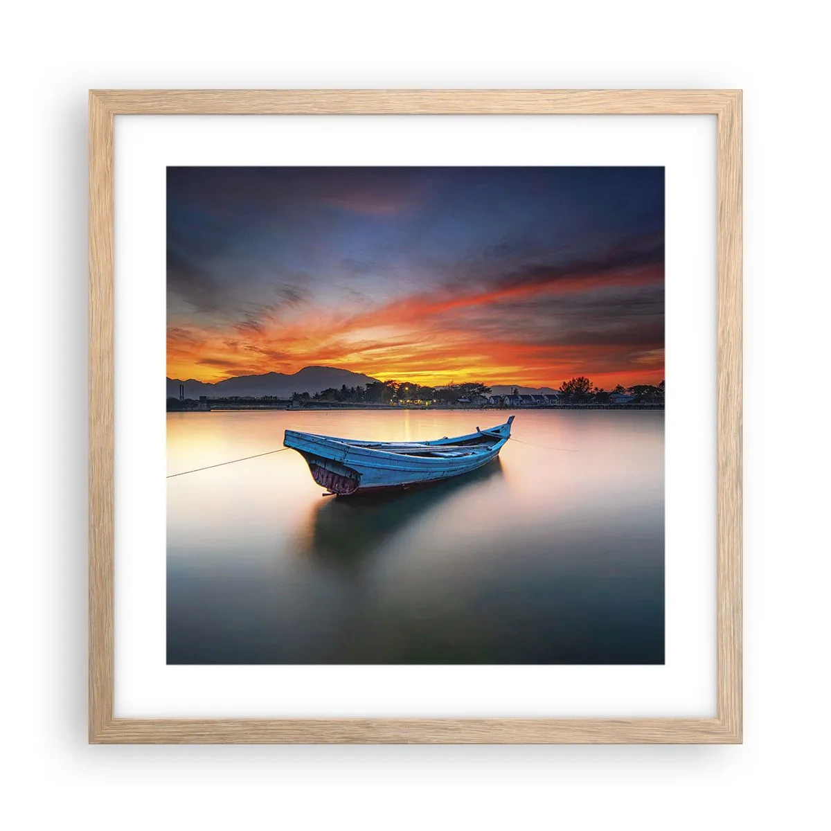 Poster in cornice rovere chiaro - Viene una notte buona - 40x40 cm