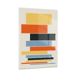 Quadro su vetro - Strisce geometriche in una composizione ritmica su uno sfondo chiaro - 50x70cm - Notazione musicale - Decorazione murale moderna per soggiorno e camera da letto ARTTOR