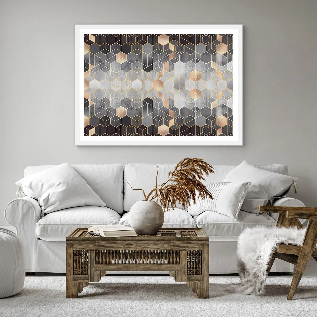 Poster in cornice bianca - Composizione di diamante - 40x40 cm