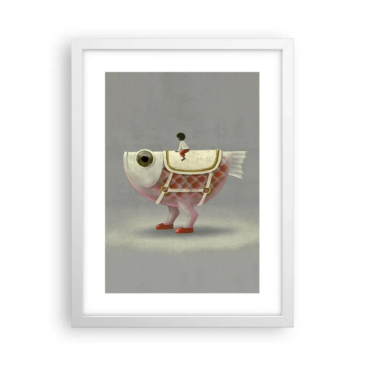 Poster in cornice bianca - Il cavaliere del pesce - 30x40 cm