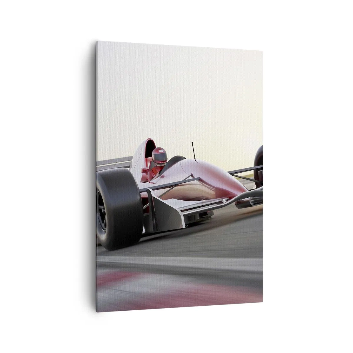 Quadro su tela - Stampe su Tela - Una macchina rossa di Formula 1 su una pista da corsa mentre guida - 70x100cm - Sempre vincente - Decorazione murale moderna per soggiorno e camera da letto ARTTOR