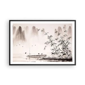 Poster in cornice nera - Il silenzio dei campi di riso - 91x61 cm