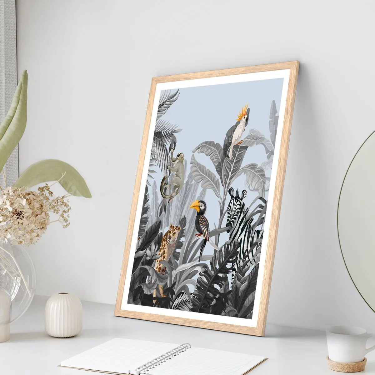 Poster in cornice rovere chiaro - Favola africana - 70x100 cm