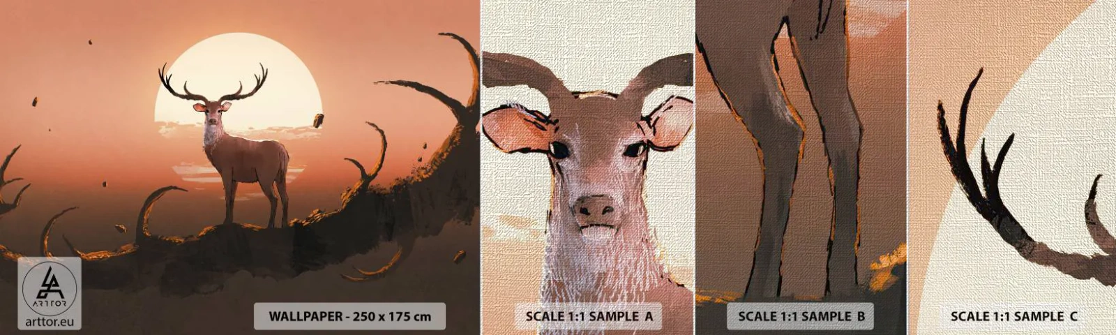 Campione di Fotomurale Premium Canvas - Questa notte è diversa dalle altre - Astrazione, Cervo, Pezzo - 100x30 cm