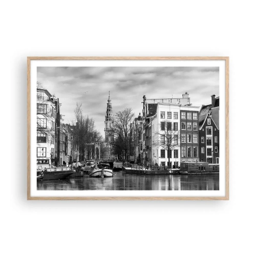 Poster in cornice rovere chiaro - Atmosfera di Amsterdam - 100x70 cm