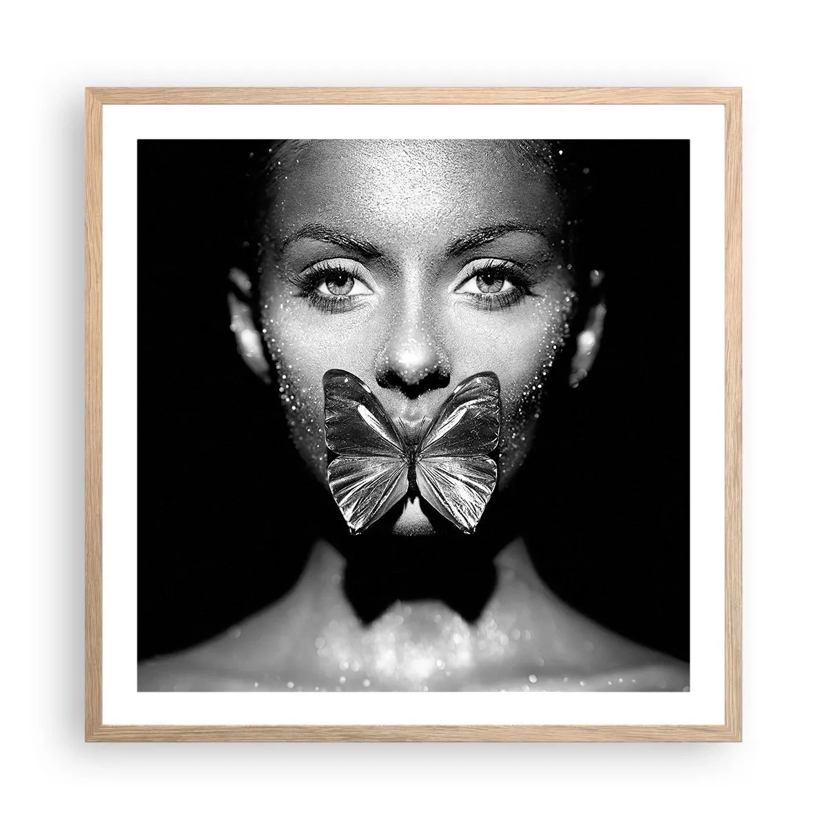 Poster in cornice rovere chiaro - Il bacio delle farfalle - 60x60 cm