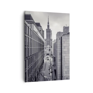 Quadro su tela - Stampe su Tela - Panorama di Varsavia con vista sul Palazzo della Cultura e sugli edifici circostanti - 50x70cm - La valle di Varsavia - Decorazione murale moderna per soggiorno e camera da letto ARTTOR