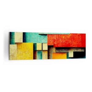 Quadro su tela - Stampe su Tela - Forme geometriche astratte in colori vivaci - 160x50cm - Il festival degli angoli retti - Decorazione murale moderna per soggiorno e camera da letto ARTTOR