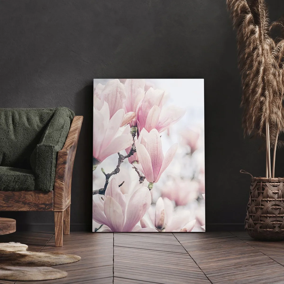 Quadro su tela - Stampe su Tela - Delicati fiori di magnolia in delicate tonalità rosa - 50x70cm - Ideale di delicatezza - Decorazione murale moderna per soggiorno e camera da letto ARTTOR