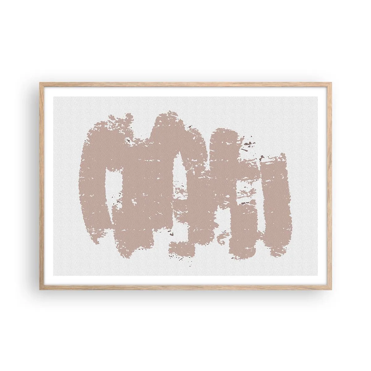 Poster in cornice rovere chiaro - Astrazione in un rosa mite - 100x70 cm