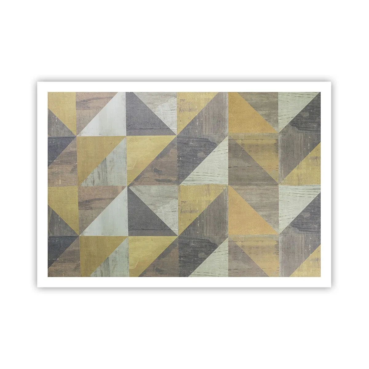 Poster - Composizione geometrica di triangoli in tonalità terrose - 100x70cm - Secondo i triangoli - Decorazione murale moderna per soggiorno e camera da letto ARTTOR