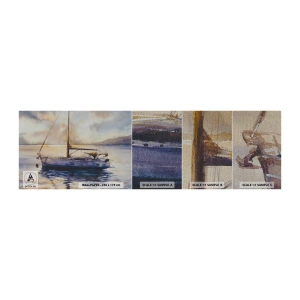 Campione di Fotomurale Premium Sand - La sera nel golfo - Barca a vela, Pesca, Mare - 100x30 cm