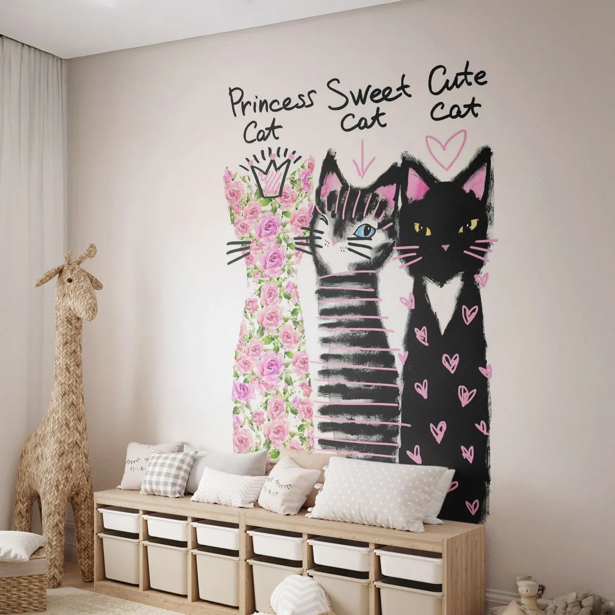 Fotomurali Standard Eco - C'erano una volta tre gattini - Per bambini, Gatto, Animali - 200x140 cm