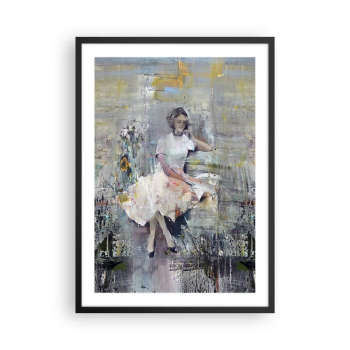 Poster in cornice nera - Figura astratta di una donna in abito su uno sfondo strutturato - 50x70cm - Classica e moderna - Decorazione murale moderna per soggiorno e camera da letto ARTTOR