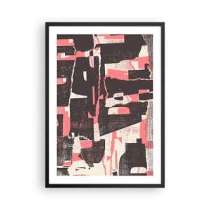 Poster in cornice nera - Astrazione dinamica nei toni del rosso e del nero - 50x70cm - Tutto il rumore - Decorazione murale moderna per soggiorno e camera da letto ARTTOR