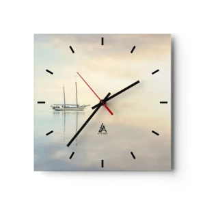 Orologio da parete - Orologio in Vetro - Una barca su un mare calmo in una luce soffusa - 30x30cm - Silenzio in mare - Decorazione murale moderna per soggiorno e camera da letto ARTTOR