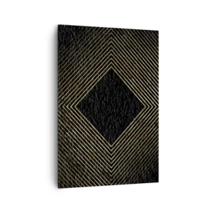 Quadro su tela - Stampe su Tela - Sfondo nero con motivo geometrico di linee dorate - 70x100cm - Geometria in stile glamour - Decorazione murale moderna per soggiorno e camera da letto ARTTOR