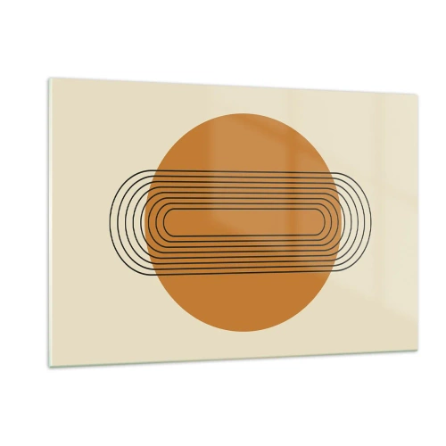 Quadro su vetro - Astrazione geometrica con cerchi e linee - 120x80cm - Piano perfetto - Decorazione murale moderna per soggiorno e camera da letto ARTTOR
