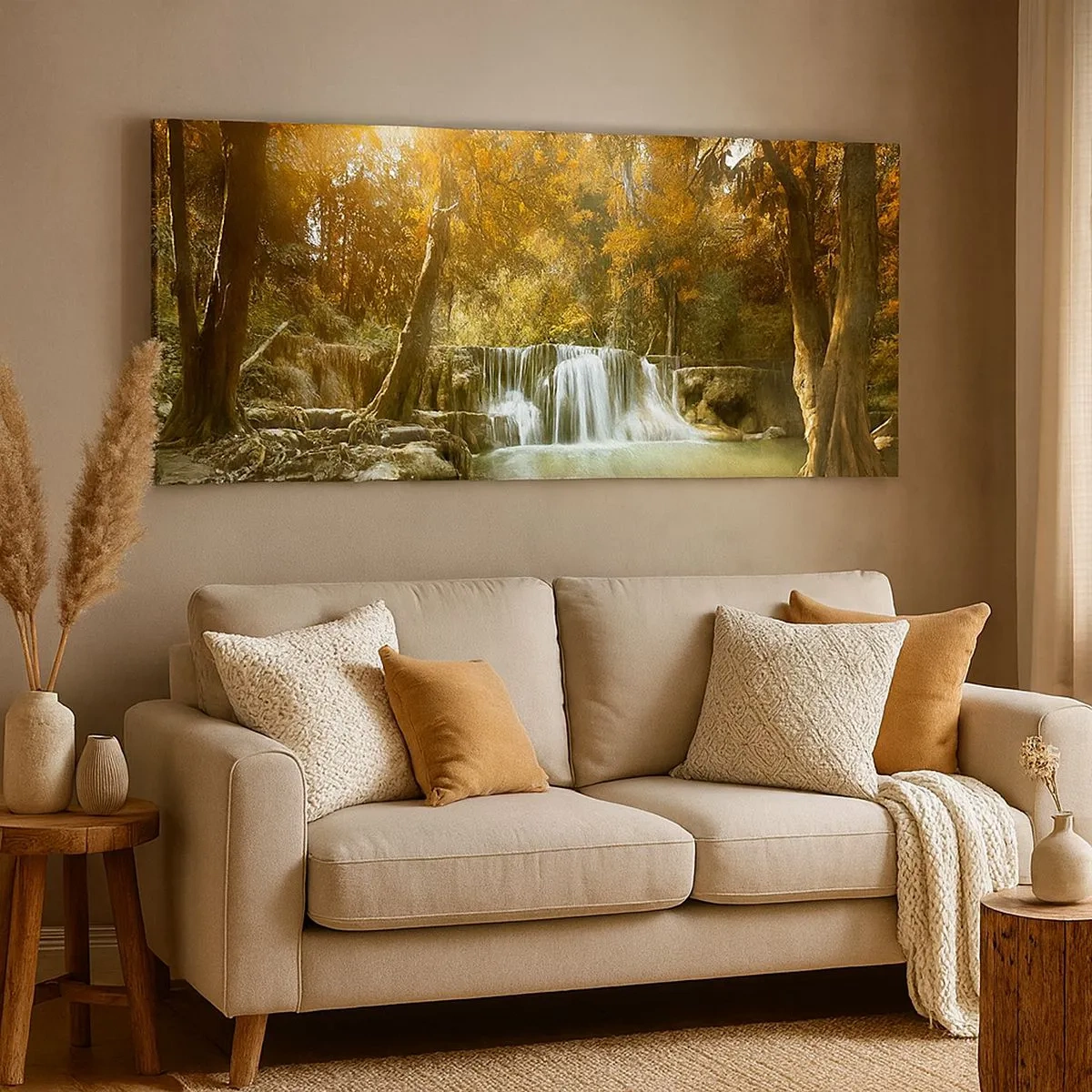 Quadro su tela - Stampe su Tela - Cascata nel parco - 100x40 cm