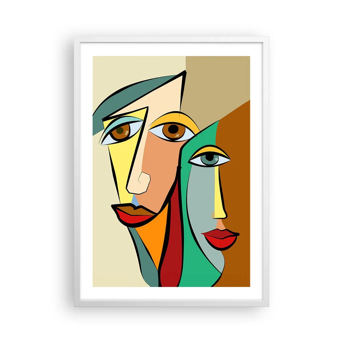 Poster in cornice bianca - Coppia cubista - 50x70 cm