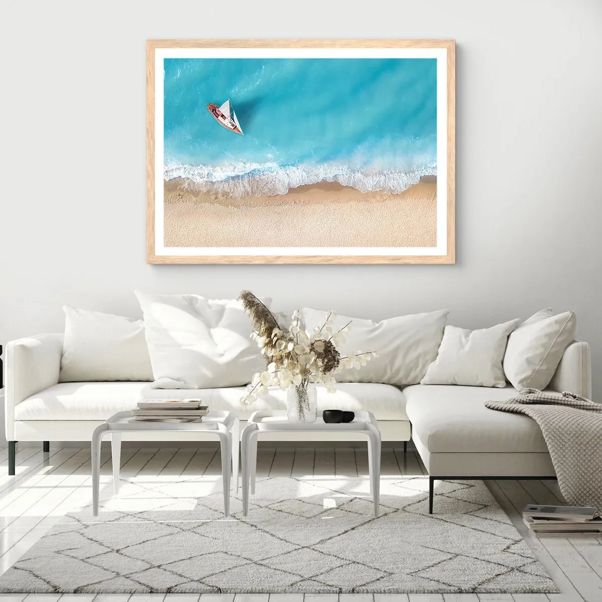 Poster in cornice rovere chiaro - Al confine del blu e dell'oro - 50x40 cm