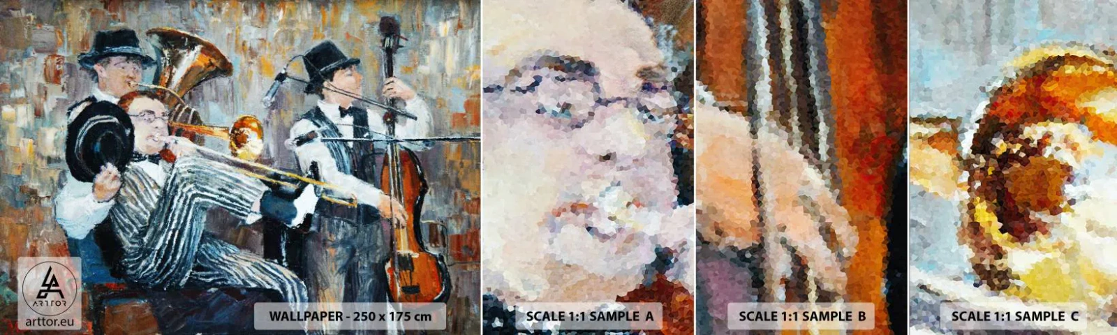 Campione Di Fotomurale Standard Eco - Tutto il jazz - Musica, Gruppo musicale, Strumenti musicali - 100x30 cm