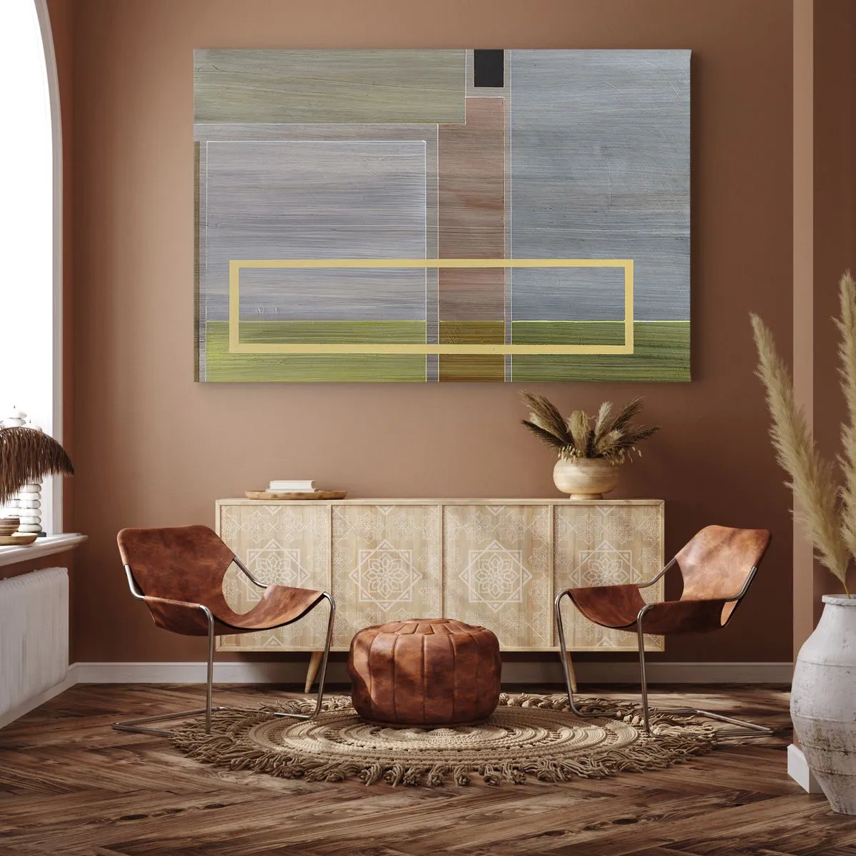 Quadro su tela - Stampe su Tela - Composizione geometrica in colori pastello con rettangoli - 70x50cm - Semplice e tranquillo - Decorazione murale moderna per soggiorno e camera da letto ARTTOR