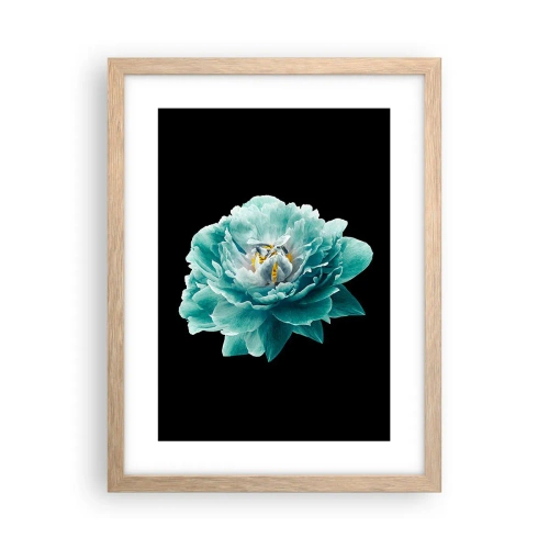 Poster in cornice rovere chiaro - Petali blu e oro - 30x40 cm