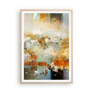 Poster in cornice rovere chiaro - Al galoppo attraverso la luce - 70x100 cm