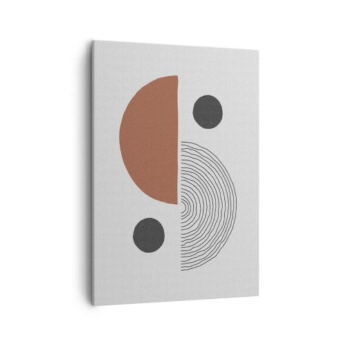 Quadro su tela - Stampe su Tela - Forme geometriche nelle tonalità del marrone e del nero - 50x70cm - La perfezione del cerchio - Decorazione murale moderna per soggiorno e camera da letto ARTTOR