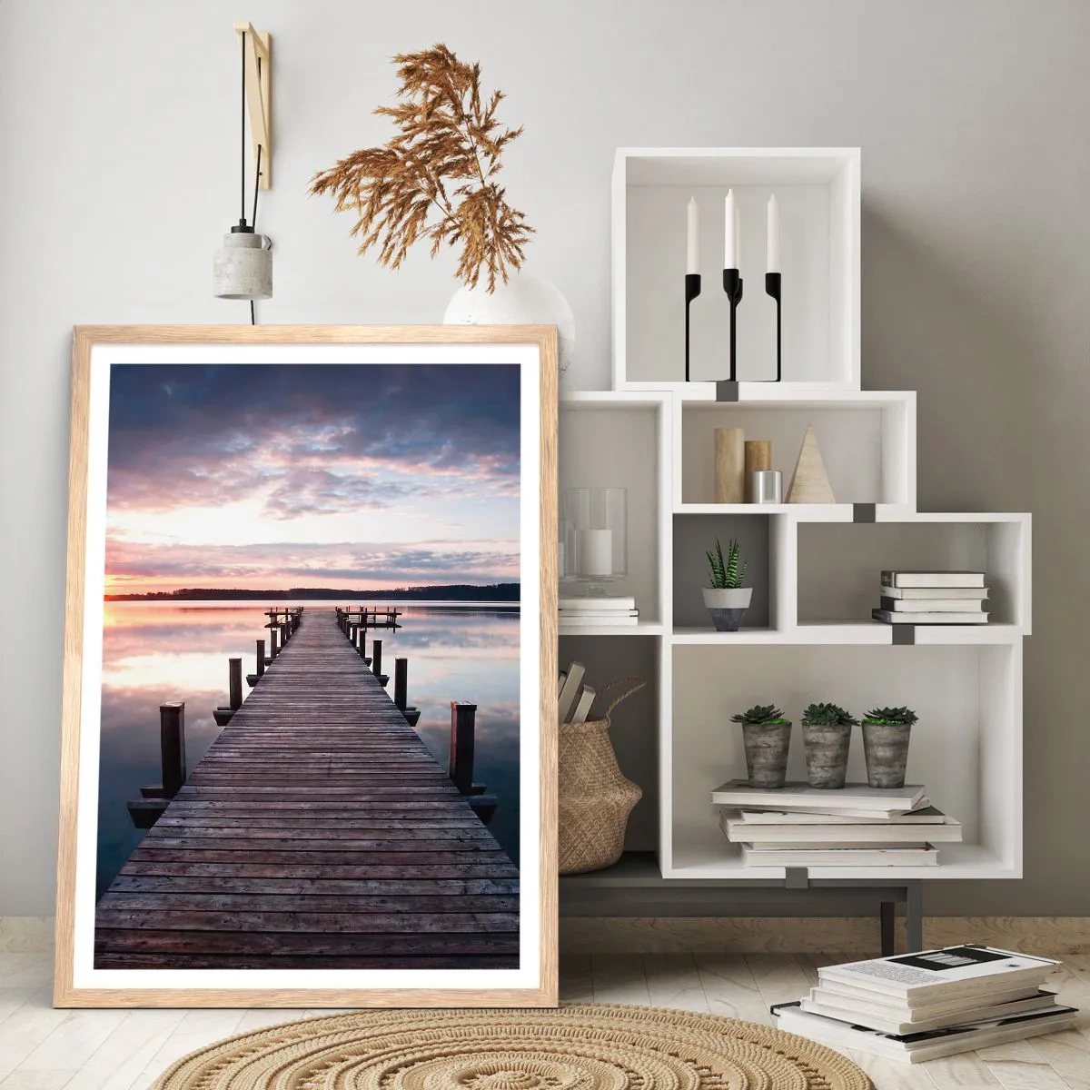 Poster in cornice rovere chiaro - Il silenzioso confine del giorno e della notte - 50x70 cm