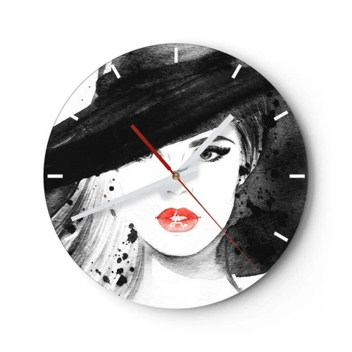 Orologio da parete - Orologio in Vetro - Donna in nero - 40x40 cm