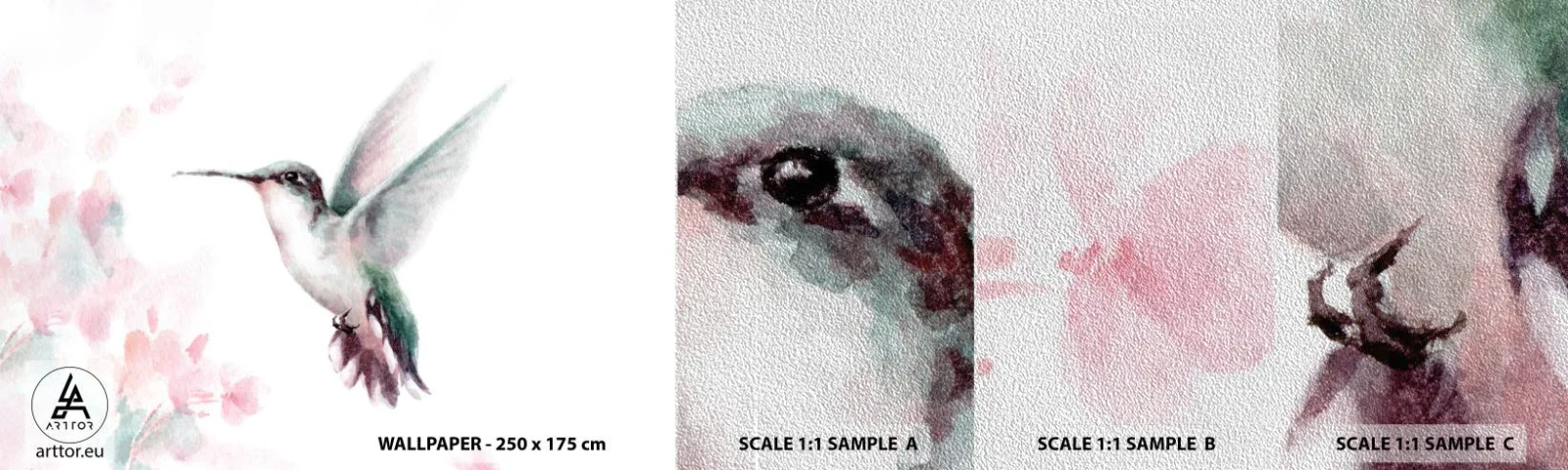 Campione di Fotomurale Premium Sand - Battito immobile - Colibrì, Uccello, Pezzo - 100x30 cm
